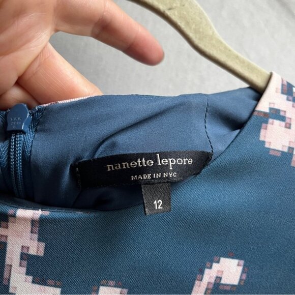 Nanette Lepore Teal and Pink Paisley Patterned Dress Sz 12 - Picture 4 of 10